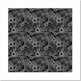 White and Black Spiral Pattern Posters and Art